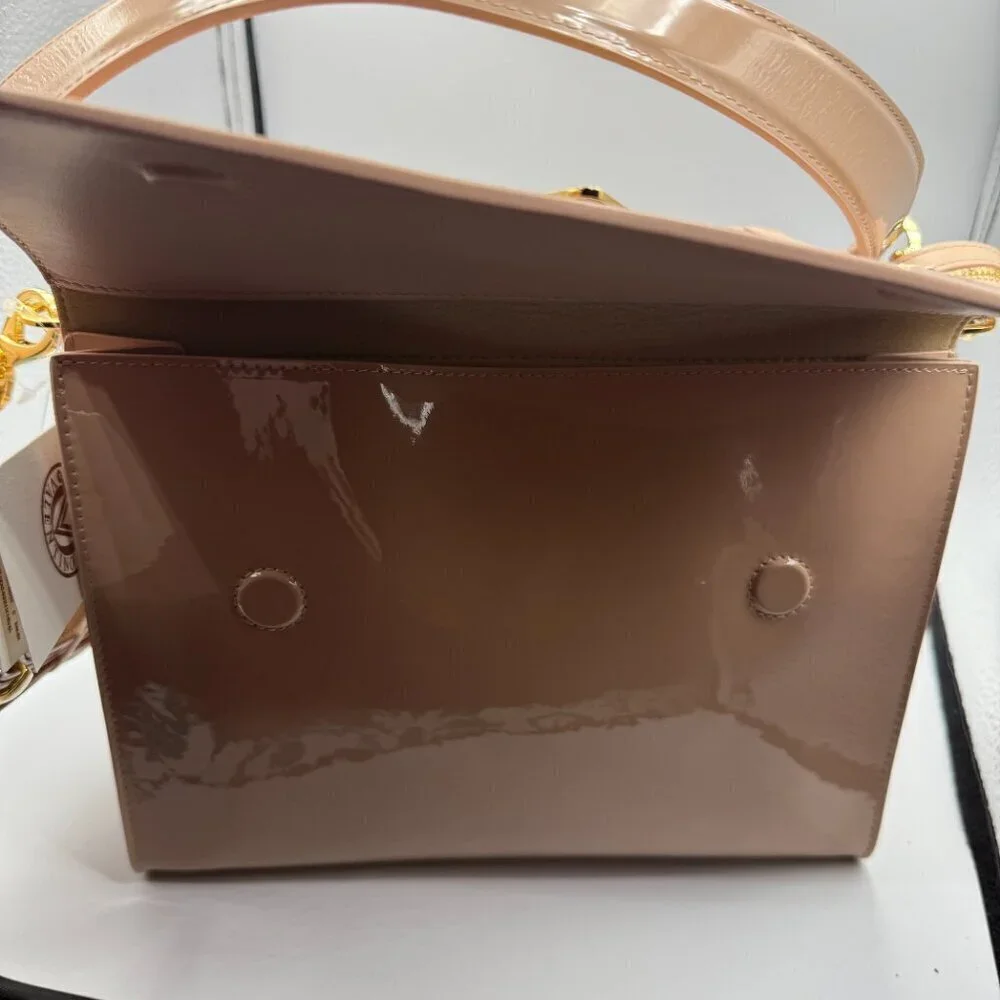 Orlandi Valentino Beige Patent Leather Crossbody Bag New With Tags - Picture 4 of 12